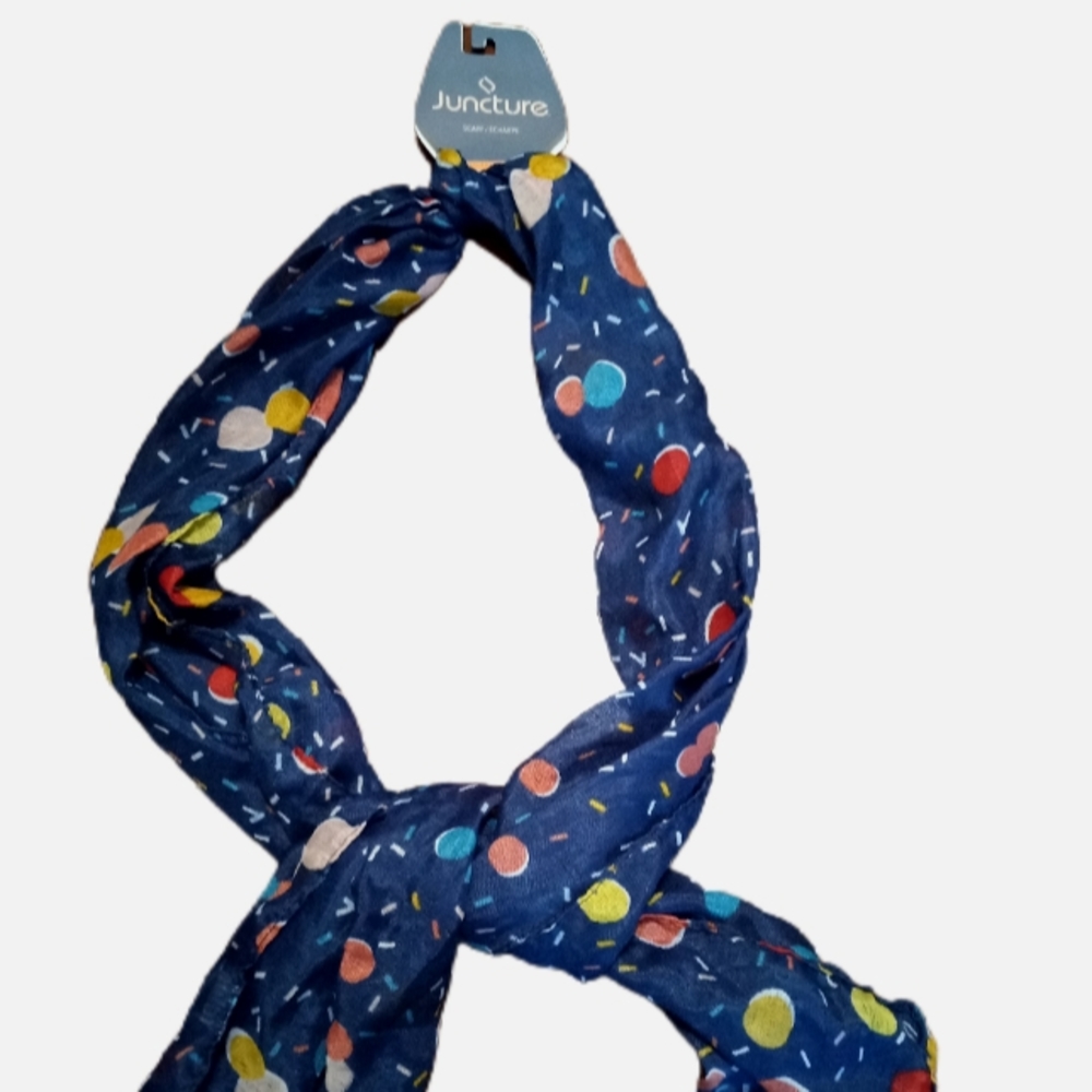 Juncture Lightweight Scarf Hair Ponytail Summer Graphic Print Party NWT